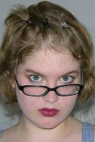 Nude Nerd Girl With Glasses Spreading